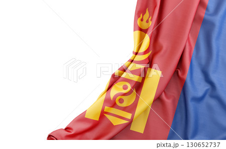 Flag of Mongolia with empty space on the left. Isolated. 3D Rendering Flag of Mongolia with empty space on the left. Isolated. 3D Rendering 130652737