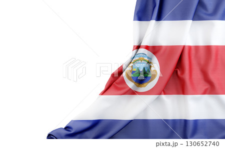 Flag of Costa Rica with empty space on the left. Isolated. 3D Rendering 130652740