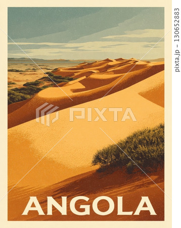 This serene desert landscape showcases the majestic sand dunes of Angola, with rolling hills bathed in warm golden hues. The scene is tranquil, inviting exploration and adventure. This serene desert landscape showcases the majestic sand dunes of Angola, with rolling hills bathed in warm golden hues. The scene is tranquil, inviting exploration and adventure. 130652883