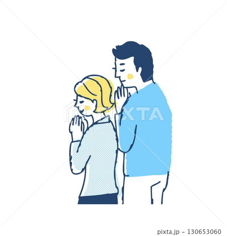 お祈り・合掌している後ろ姿の男女 お祈り・合掌している後ろ姿の男女 130653060