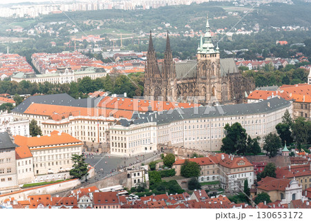 Prague castle towering over the urban landscape of Prague, Czech Republic Prague castle towering over the urban landscape of Prague, Czech Republic 130653172