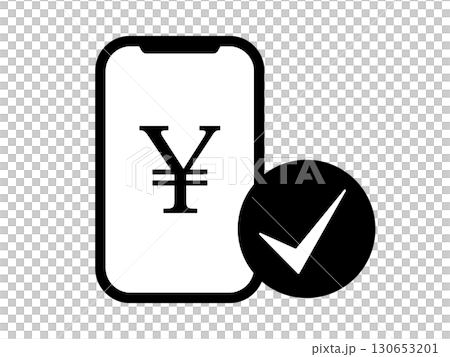 Monotone smartphone and yen symbol icon 130653201