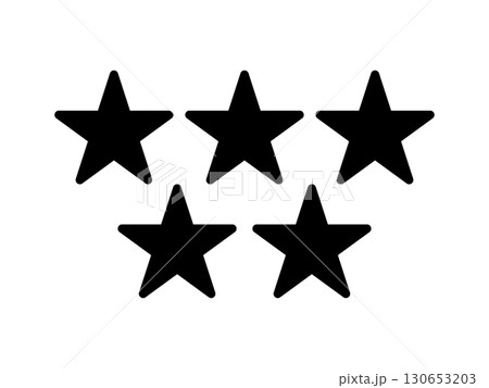星5つのアイコン　モノトーン 130653203