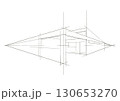 モダン平屋住宅イメージの手描きパース線 130653270