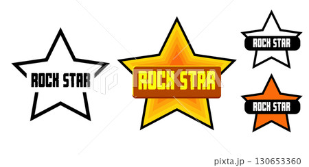 Rock star vector label set, bold star-shaped badge with ROCK STAR typography, modern graphic art for stickers, apparel, merchandise, creative retro design for music, events, brands, and promotions Rock star vector label set, bold star-shaped badge with ROCK STAR typography, modern graphic art for stickers, apparel, merchandise, creative retro design for music, events, brands, and promotions 130653360