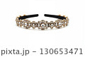 Jeweled headband isolated on white background, crystal accessory, close-up, sparkling details 130653471