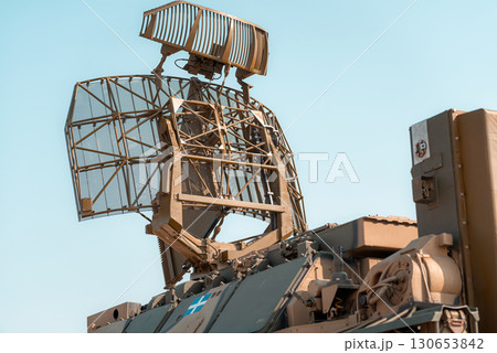 Powerful mobile military radar station scanning for enemy aircraft Powerful mobile military radar station scanning for enemy aircraft 130653842