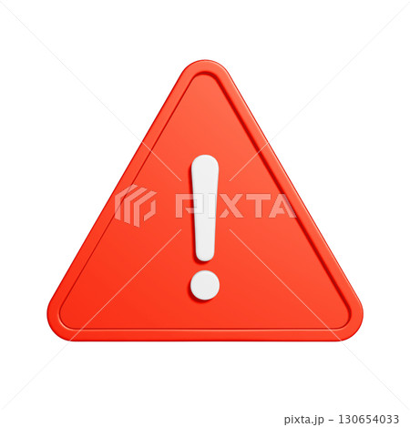 赤い三角形の注意マークの3Dアイコン 130654033