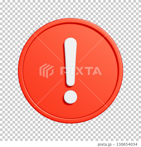 3D red circle caution mark icon 3D red circle caution mark icon 130654034