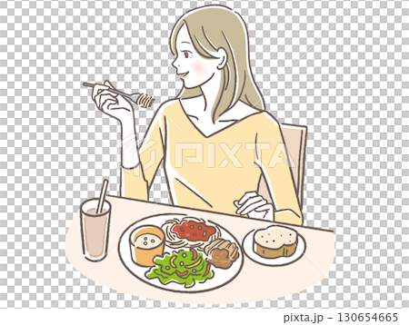 洋食を食べる女性 洋食を食べる女性 130654665
