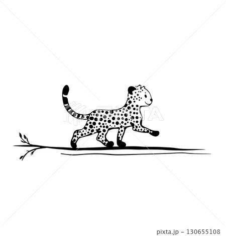 Cheetah. Cheetah simple black and white line art vector logo 130655108
