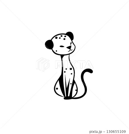 Cheetah. Cheetah simple black and white line art vector logo 130655109