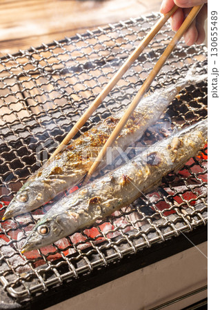 秋刀魚の塩焼き 秋刀魚の塩焼き 130655489