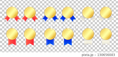 豪華金牌和絲帶向量插圖集 豪華金牌和絲帶向量插圖集 130656083