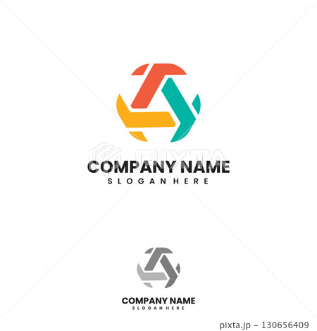 Colorful modern letter triple T logo concept design sign symbol 130656409