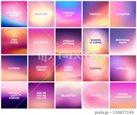 BIG set of 20 square blurred nature purple pink backgrounds. With various quotes. Sunset and sunrise sea sky blurred blue background BIG set of 20 square blurred nature purple pink backgrounds. With various quotes. Sunset and sunrise sea sky blurred blue background 130657149