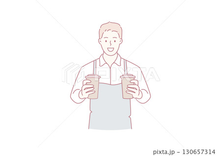 Working as barista in cafeteria concept 130657314