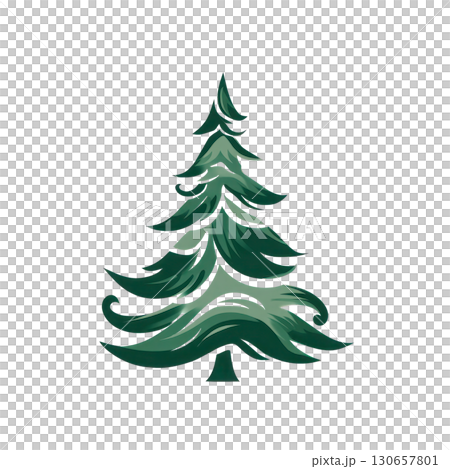 Stylized evergreen tree illustration with...のイラスト素材 [130657801] - PIXTA