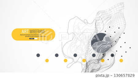 The abstract wave is made in a frame style. Template for science and technology presentation. Vector art. The abstract wave is made in a frame style. Template for science and technology presentation. Vector art. 130657829