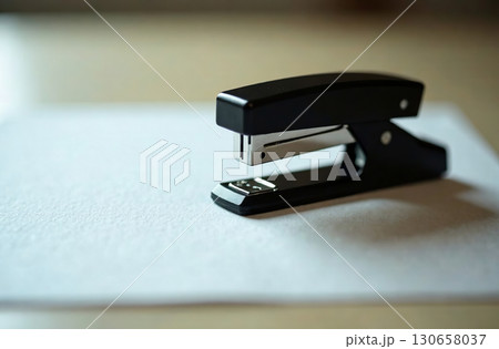 Stapler on white paper, workplace in office, student desk. AI Generative Stapler on white paper, workplace in office, student desk. AI Generative 130658037