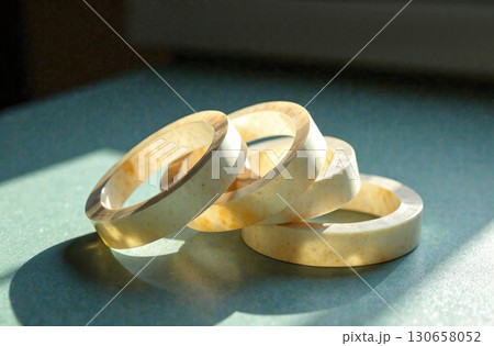 Adhesive tape for packaging, workplace desk in office. AI Generative 130658052