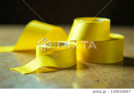 Adhesive tape for packaging, workplace desk in office. AI Generative 130658067