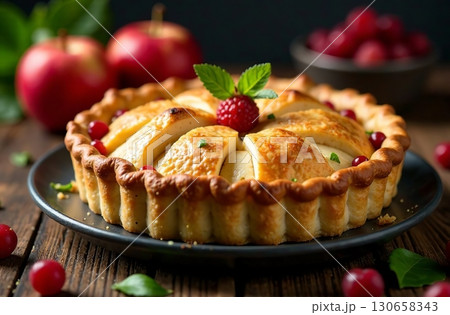 Whole Fruit apple Cake, Dessert Photo for Bakery Restaurant. AI Generative 130658343