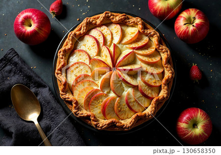 Whole Fruit apple Cake, Dessert Photo for Bakery Restaurant. AI Generative 130658350