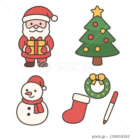 クリスマスイラスト5種セット 130658393