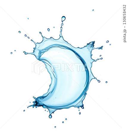 blue water liquid splash on white background, creative liquid art, nature and fluidity concept 130658432