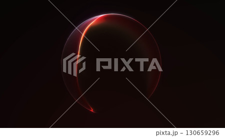Dark futuristic abstract red glowing sphere with minimal light accent and smooth lines. 130659296