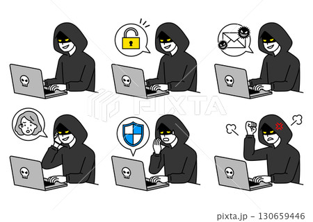 サイバー犯罪を企むハッカー　セット 130659446