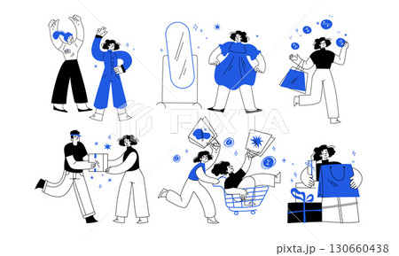 Dynamic and Engaging Illustrations Featuring Diverse Groups of People in Various Fun Activities 130660438
