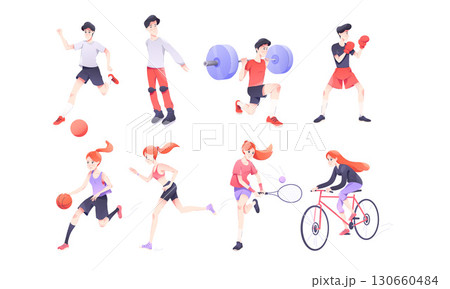 Engaging in Dynamic Sports Activities Featuring a Wide Range of Diverse Athletes Participating 130660484