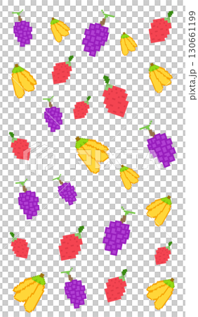 フルーツ縦パターン_ドット絵 130661199