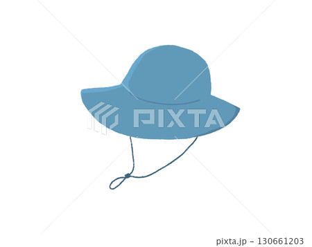 シンプルな青い紐付き帽子のイラスト 130661203