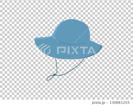 シンプルな青い紐付き帽子のイラスト 130661203
