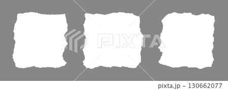 set of cut paper, ripped and torn sheet, vintage grunge shapes elements paper label note, blank page pieces background	 130662077
