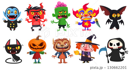 Cartoon set of Halloween characters design Cartoon set of Halloween characters design 130662201