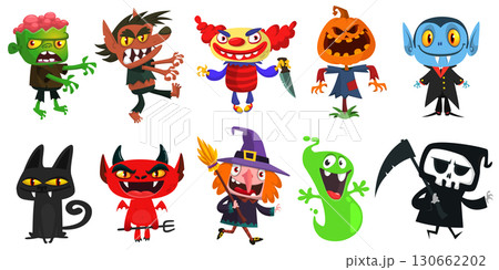 Cartoon set of Halloween characters design Cartoon set of Halloween characters design 130662202