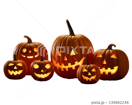 リアルジャックオランタン・ハロウィン・かぼちゃ（Halloween・Pumpkin)透過・png 130662248