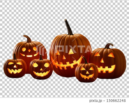 リアルジャックオランタン・ハロウィン・かぼちゃ（Halloween・Pumpkin)透過・png 130662248