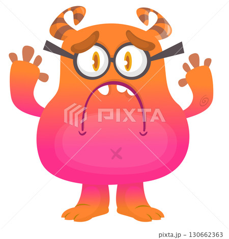 Sad cartoon monster character design. Vector illustration isolated 130662363