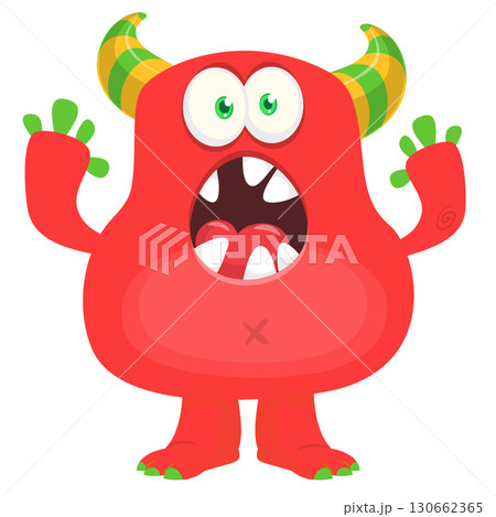 Happy cartoon monster character design. Vector illustration isolated 130662365