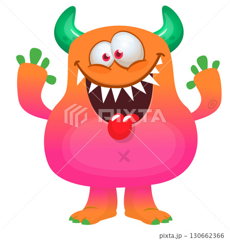 Happy cartoon monster character design. Vector illustration isolated 130662366