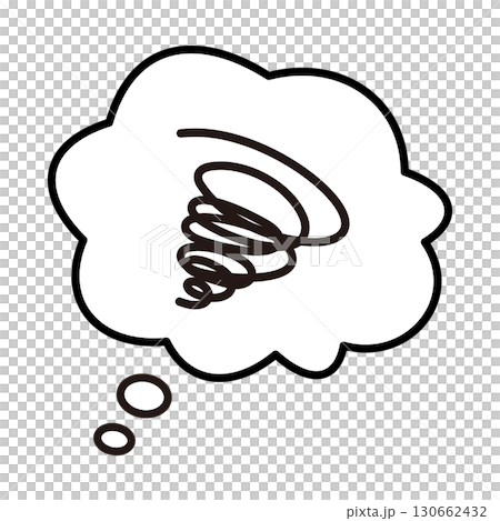 A cloud-shaped speech bubble with spiral lines that represents worries and anxieties (a speech bubble in thought) Vector illustration A cloud-shaped speech bubble with spiral lines that represents worries and anxieties (a speech bubble in thought) Vector illustration 130662432