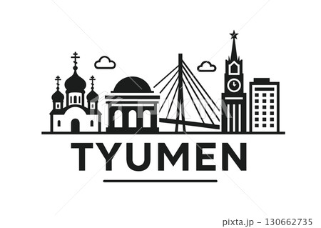 City skyline with iconic buildings and landmarks, Tyumen 130662735