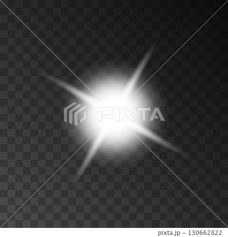 Glowing Bright Star Effect on Transparent Background for Graphic Design. 130662822