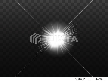 Bright Light Radiating with a Starburst Effect on Transparent Background. Bright Light Radiating with a Starburst Effect on Transparent Background. 130662826
