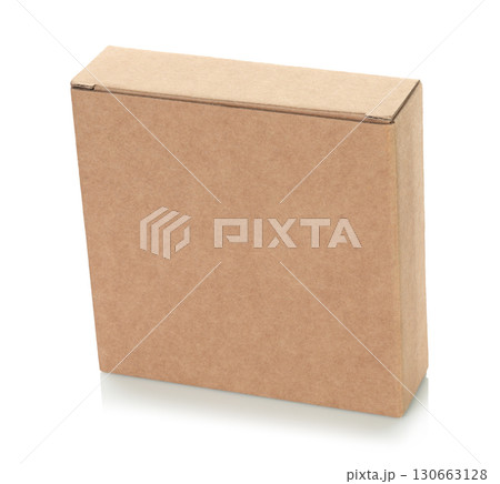 Thin kraft cardboard box, isolated on transparent background. Minimal, eco-friendly packaging concept, versatile for storage, gifts, shipping, and product presentation Thin kraft cardboard box, isolated on transparent background. Minimal, eco-friendly packaging concept, versatile for storage, gifts, shipping, and product presentation 130663128